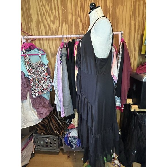 Torrid 3 (3X) Black Midi Mesh Ruffle Surplice Dress Cocktail Party - Picture 6 of 11